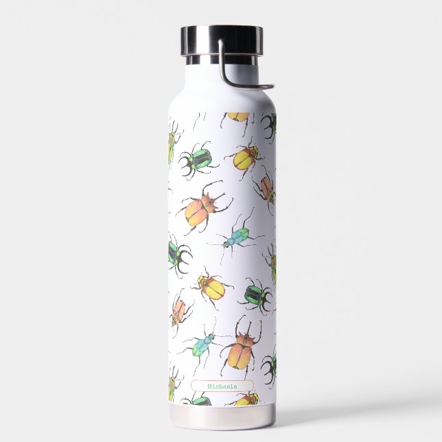 Bouteille D'eau Aimer les bogues avec un nom personnalisé (Gauche)