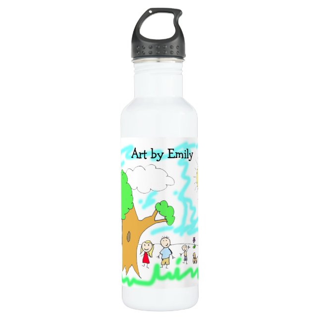 Bouteille D'eau Ajouter l'oeuvre de votre enfant à cette oeuvre (Devant)