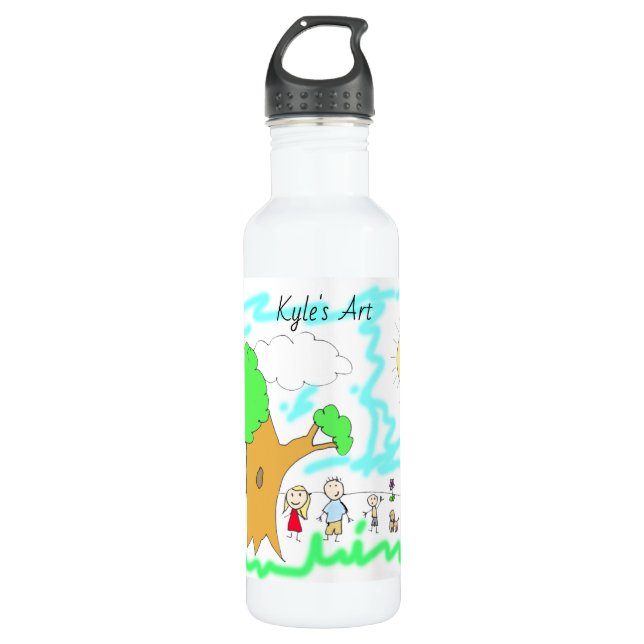 Bouteille D'eau Ajouter l'oeuvre de votre enfant à cette oeuvre (Devant)