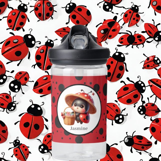 Bouteille D'eau Ajouter un nom nom ladybug amoureux (Créateur téléchargé)