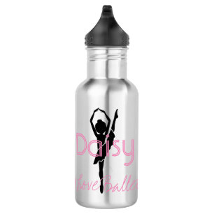 Bouteille D'eau Ajoutez votre silhouette de ballet d'amour du nom