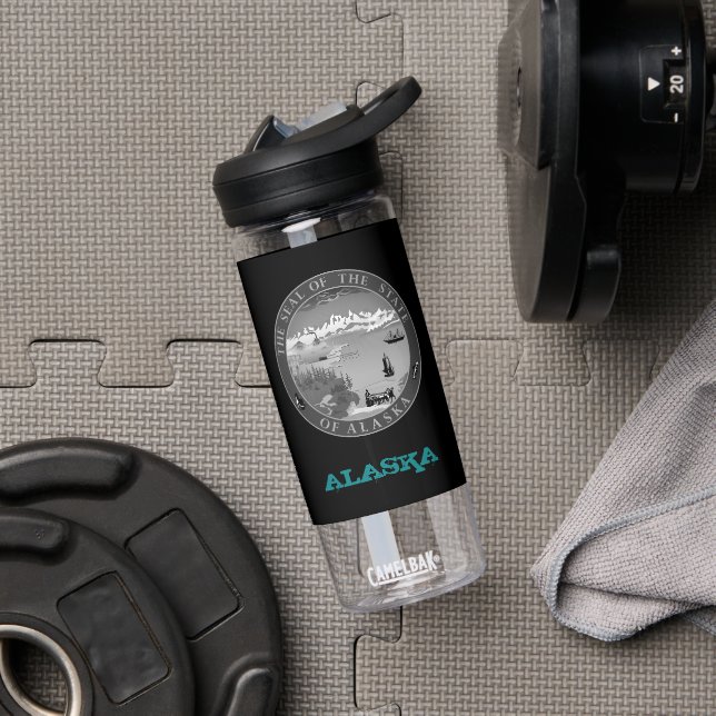 Bouteille D'eau Alaska Fitness & Alaskan blason / drapeau (Droite)