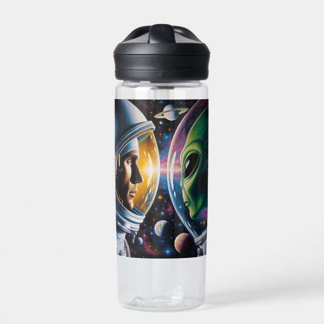 Bouteille D'eau Alien et astronaute dans l'espace Personnalisé (Extérieur)
