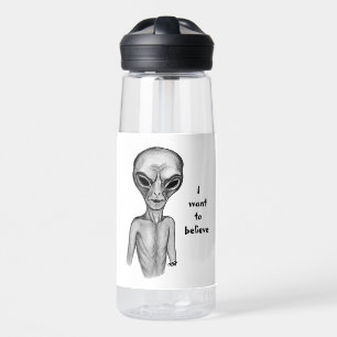 Bouteille D'eau Alien gris, je veux croire