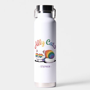 Bouteille D'eau Ally Cat - Cute White Cat LGBTQ Pride (2)