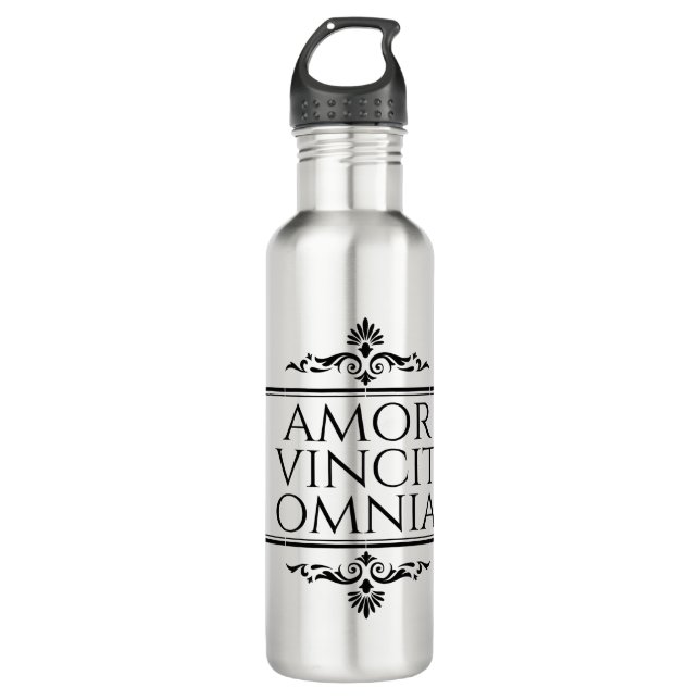 Bouteille D'eau Amor Vincit Omnia Love conquiert Toutes Les Phrase (Devant)