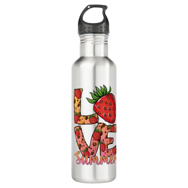 Bouteille D'eau Amour Bonjour fraise été Acier inoxydable Eau (Devant)