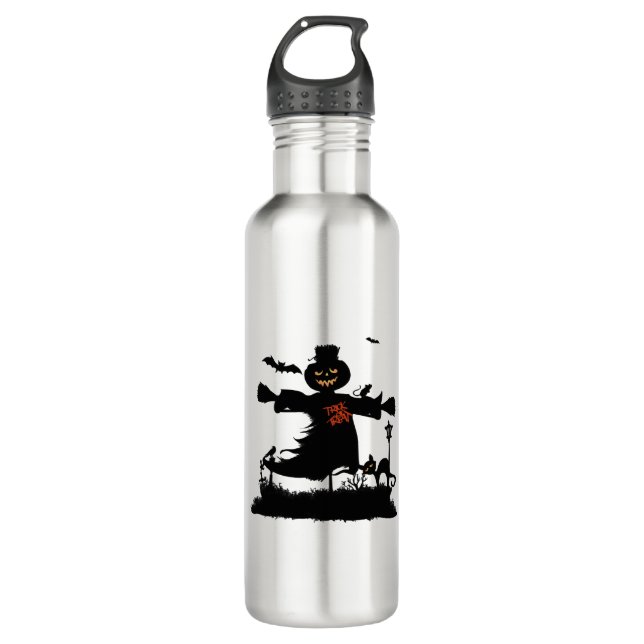 Bouteille D'eau Amusant design d'halloween avec épouvantail (Devant)