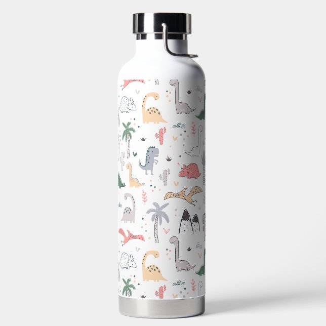 Bouteille D'eau Amusant Pastel Dinosaur Motif de scène (Droite)