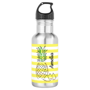 Bouteille D'eau Ananas Jaune rayures été Personnalisé