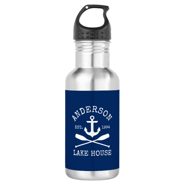 Bouteille D'eau Ancre Bleue Marine Nautique Oars Family Lake House (Devant)