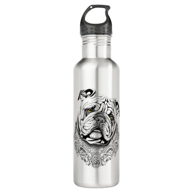 Bouteille D'eau Anglais Bulldog Animaux de compagnie Nature Illust (Devant)