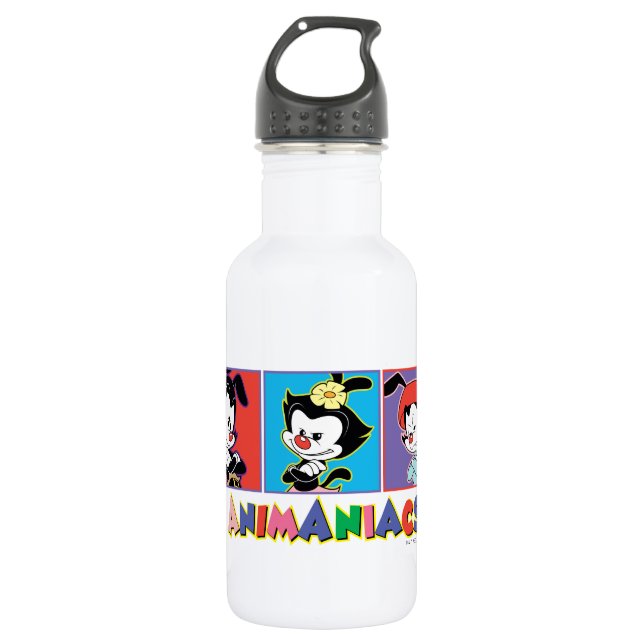 Bouteille D'eau Animaniacs | Graphique de panneau Yakko, Dot et Wa (Devant)