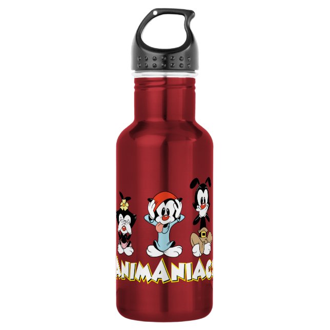 Bouteille D'eau Animaniacs | Graphique de Warner Sibings "No Evil" (Devant)
