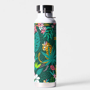 Bouteille D'eau Animaux tropicaux et motif feuille