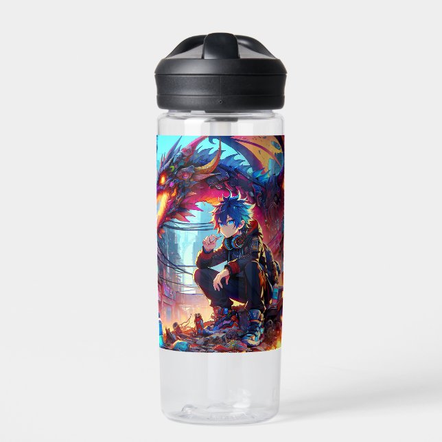 Bouteille D'eau Anime Boy et Dragon dans un monde dystopique (Extérieur)