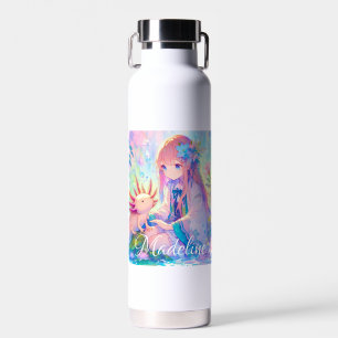 Bouteille D'eau Anime Girl et Axolotl Personnalisé
