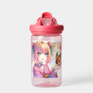Bouteille D'eau Anime Girl Holding a Butterfly Personnalisé