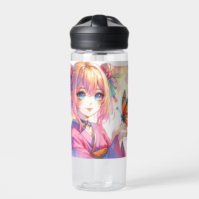 Bouteille D'eau Anime Girl Holding a Butterfly Personnalisé (Extérieur)