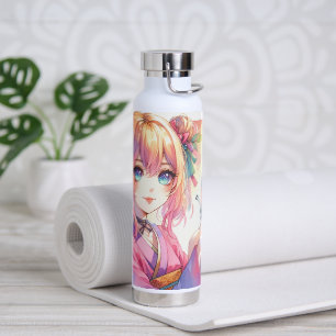 Bouteille D'eau Anime Girl tenant un papillon