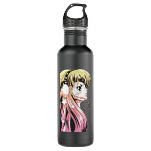 Bouteille D'eau Anime Manga Girl Gradient Cheveux Jaune rose