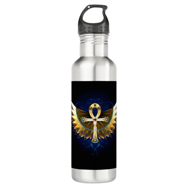 Bouteille D'eau Ankh or avec ailes (Devant)
