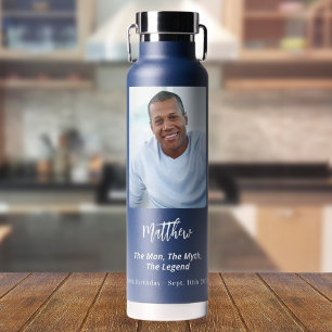 Bouteille D'eau Anniversaire bleu photo homme mythe légende