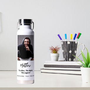Bouteille D'eau Anniversaire noir blanc photo homme mythe légende