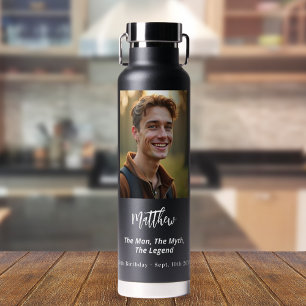 Bouteille D'eau Anniversaire noir photo homme mythe légende