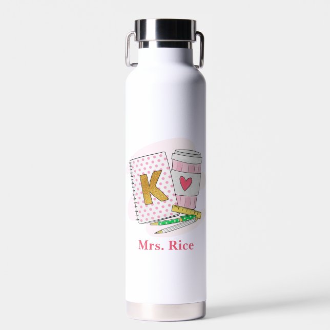 Bouteille D'eau Appréciation de l'enseignant de la maternelle rose (Avant)
