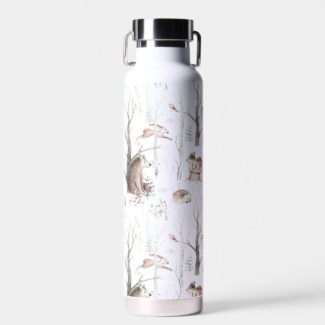 Bouteille D'eau Aquarelle Animaux forestiers (Avant)