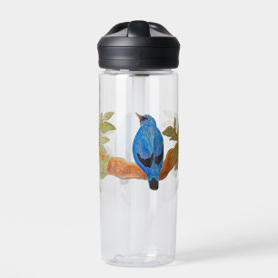 Bouteille D'eau Aquarelle bleu Cuckooshrike Oiseau artistique