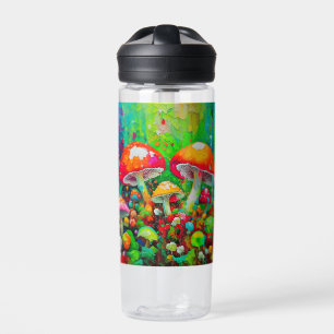 Bouteille D'eau Aquarelle Champignons Abstraits
