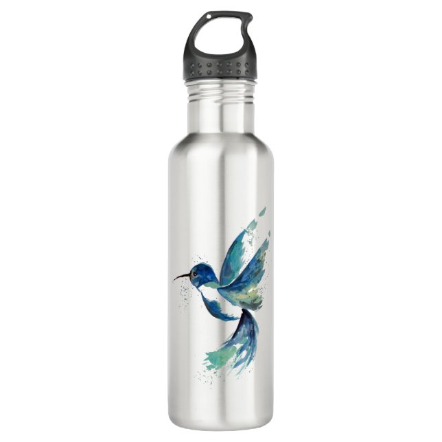 Bouteille D'eau Aquarelle de Blue Humminbird (Devant)