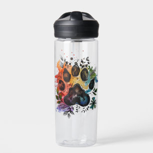 Bouteille D'eau Aquarelle Empreinte de patte Boho