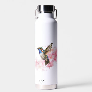 Bouteille D'eau Aquarelle florale de colibri