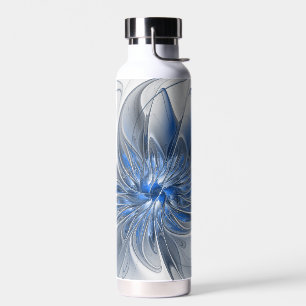 Bouteille D'eau Aquarelle gris bleu Abstrait Fractal Art Flower