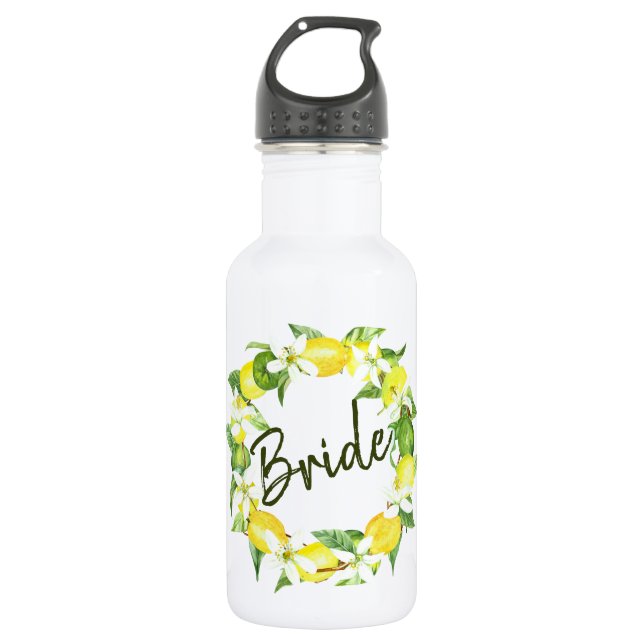 Bouteille D'eau Aquarelle Lemon Botanique Wreath BRIDE (Devant)