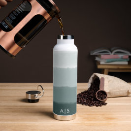 Bouteille D'eau Aquarelle monogramme chic ombre d'épicéa limé