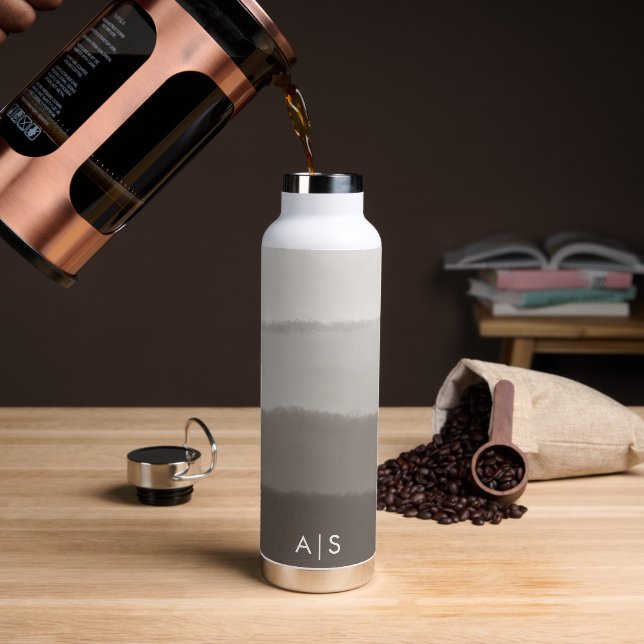 Bouteille D'eau Aquarelle Monogramme Classique Davy Grey Ombre (Gym)