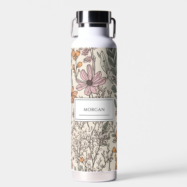 Bouteille D'eau Aquarelle personnalisée d'été (Avant)
