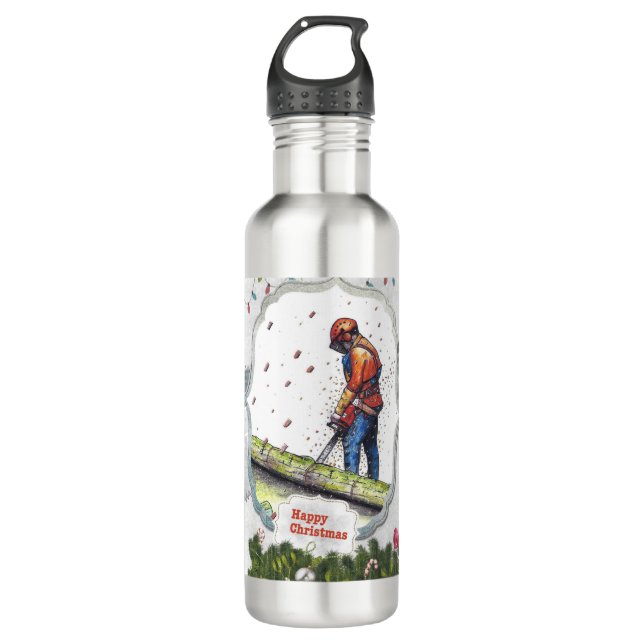 Bouteille D'eau Arborist chainsaw tree surgeon Gift Christmas (Devant)