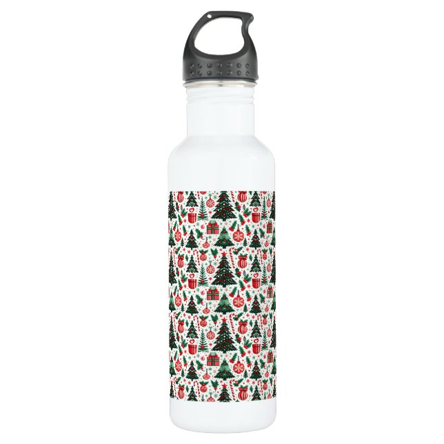 Bouteille D'eau Arbre de Noël, cadeaux, sucre de canne (Devant)