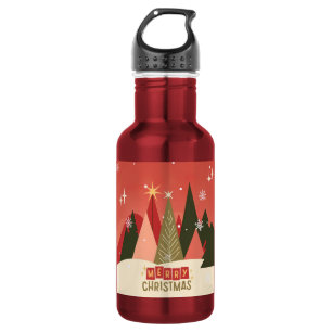 Bouteille D'eau Arbre de Noël rétro/vintage joyeux