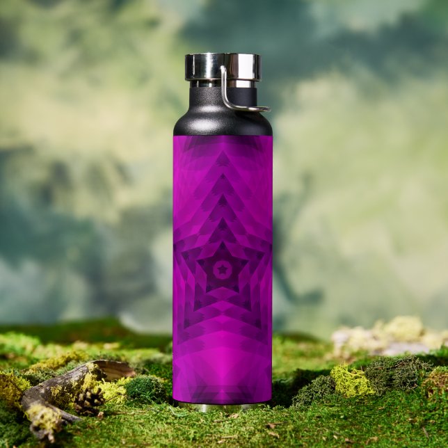 Bouteille D'eau Arbre de Noël Silhouette & Étoile violette Dégradé (Extérieur)