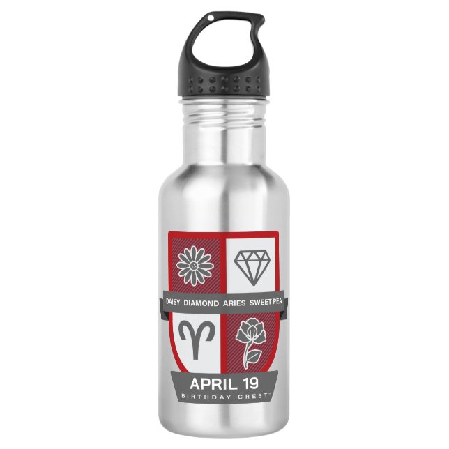 Bouteille D'eau Aries Birthday Crest™ for April 1-19 (Devant)