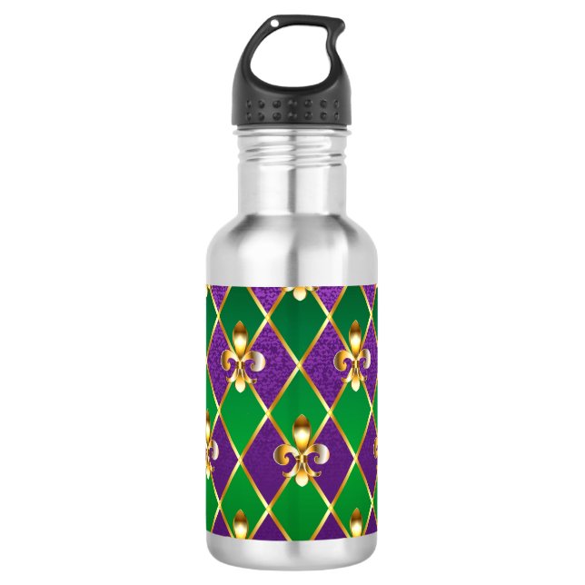 Bouteille D'eau Arrière - plan de bijoux Mardi Gras (Devant)
