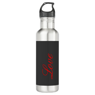 Bouteille D'eau Arrière - plan gris tendance Red Love Mariage