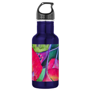Bouteille D'eau Art de l'aquarelle australienne à fleurs rouges