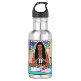 Bouteille D'eau Art urbain | Jolie femme faisant la méditation